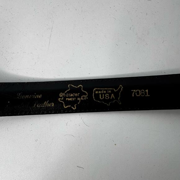 CHAUCER  Black Leather Belt USA Size 36 USA - Picture 2 of 5